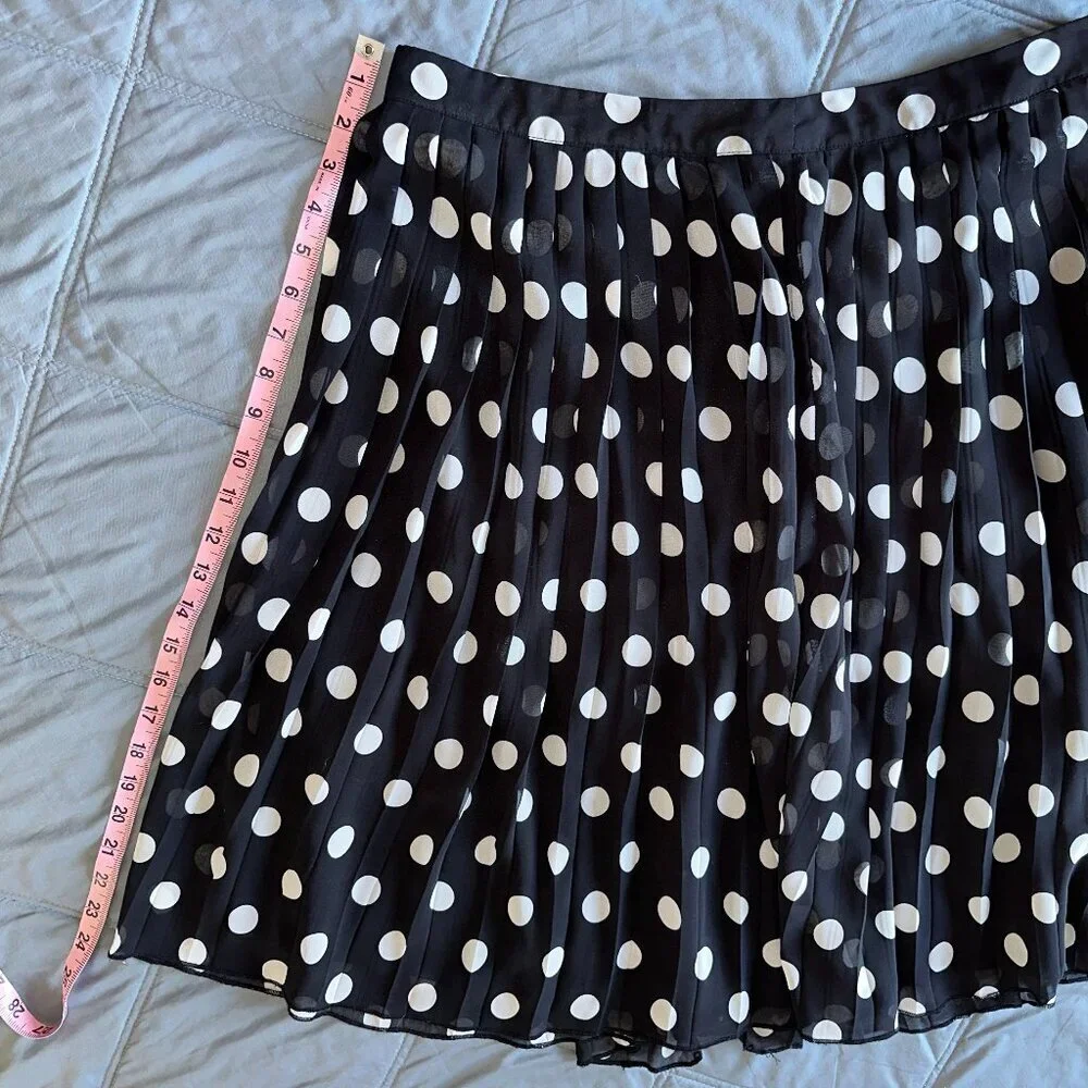 Black & White Pleated Polka Dot Women's Mini Skirt Downeast Large - Picture 4 of 10